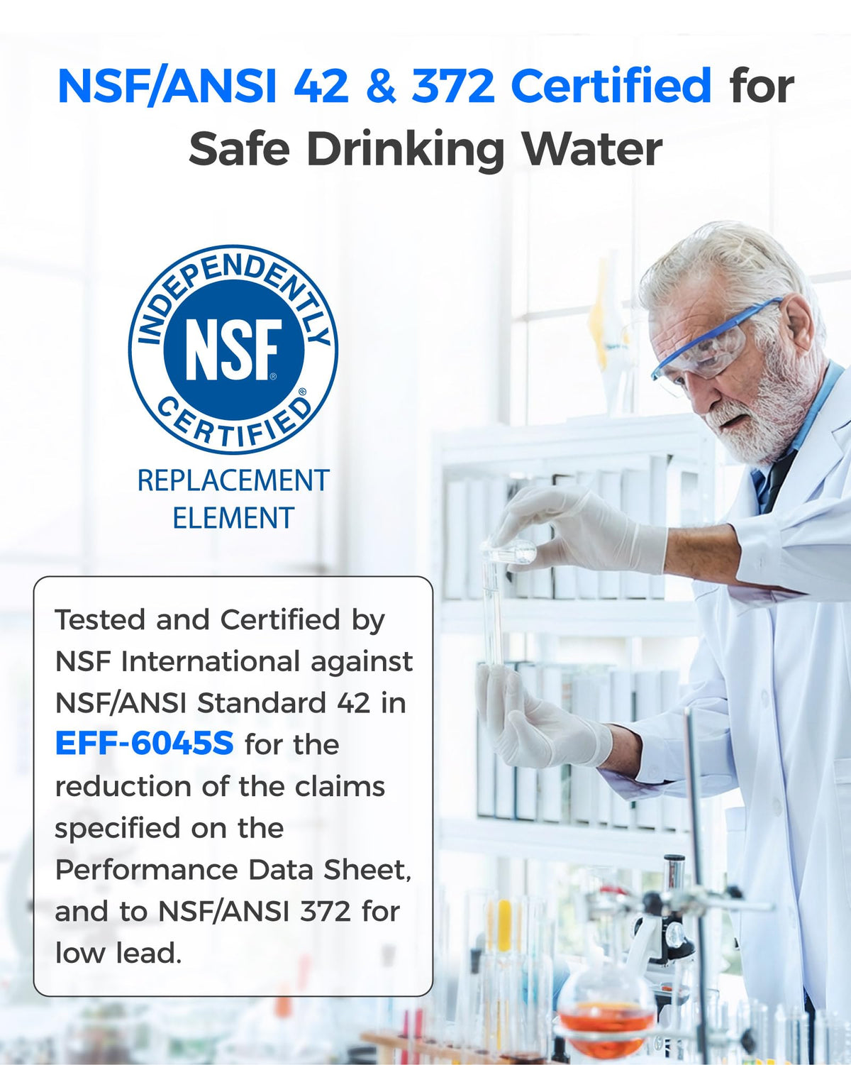 Waterdrop WD-F45 Refrigerator Water Filter, 3 Filters