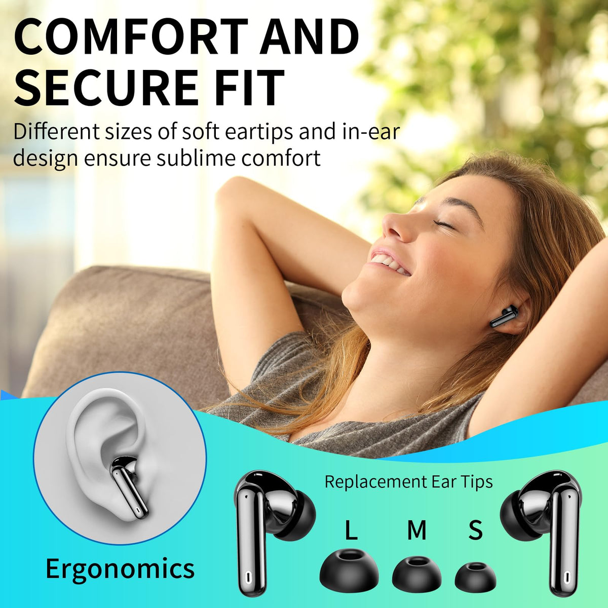 Btootos Wireless Earbuds with LED Display, Bluetooth 5.4, Black
