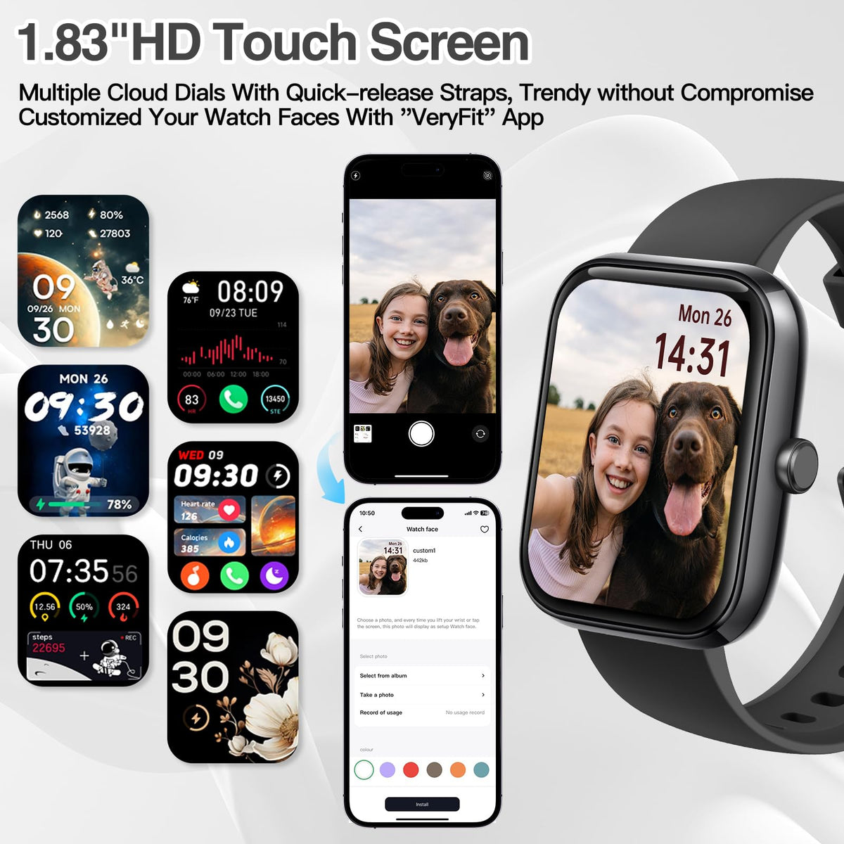 Smart Watch for Men and Women with Bluetooth Call, Alexa, 1.83 in