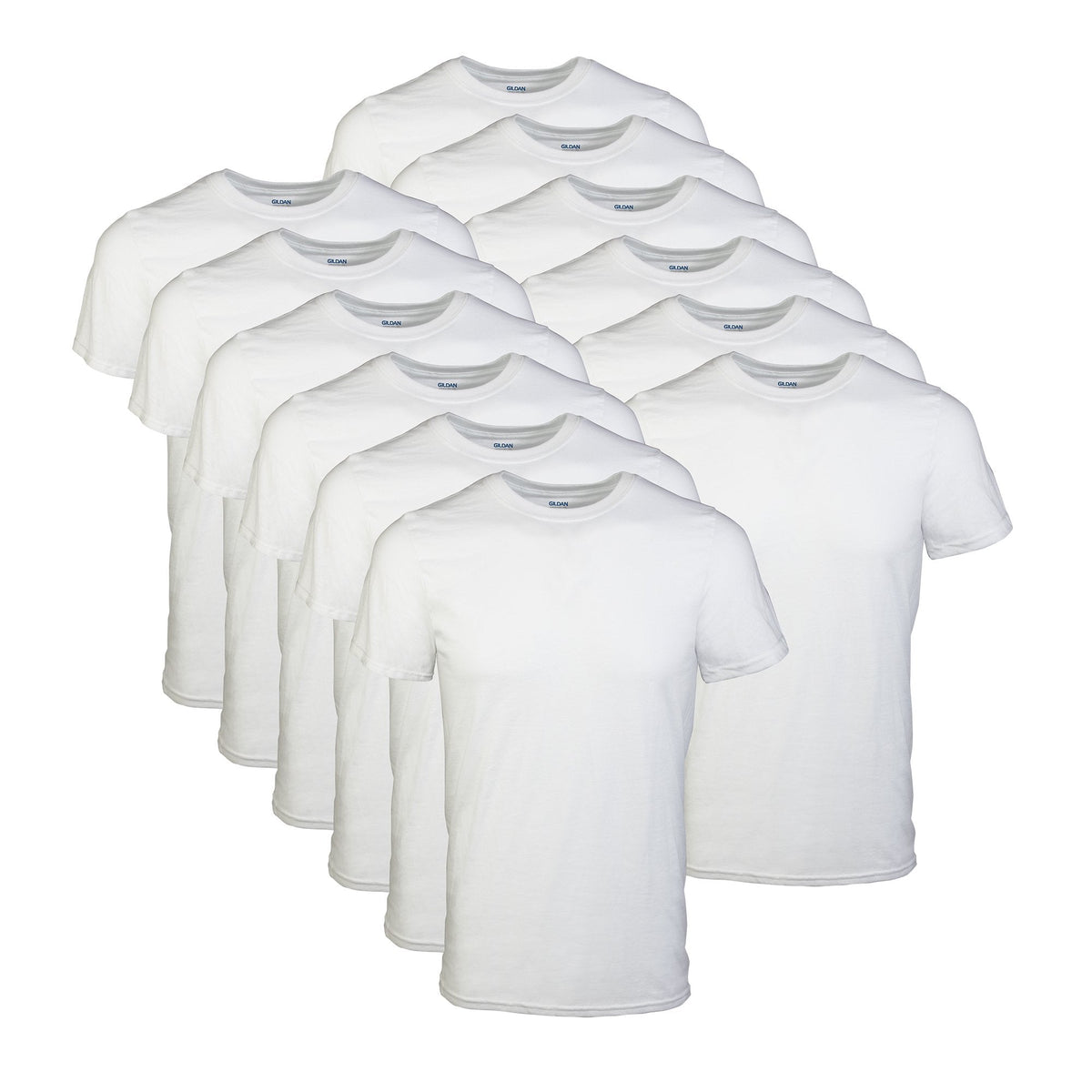 Gildan Men's Crew T-Shirts G1100, White, 12-Pack, Large