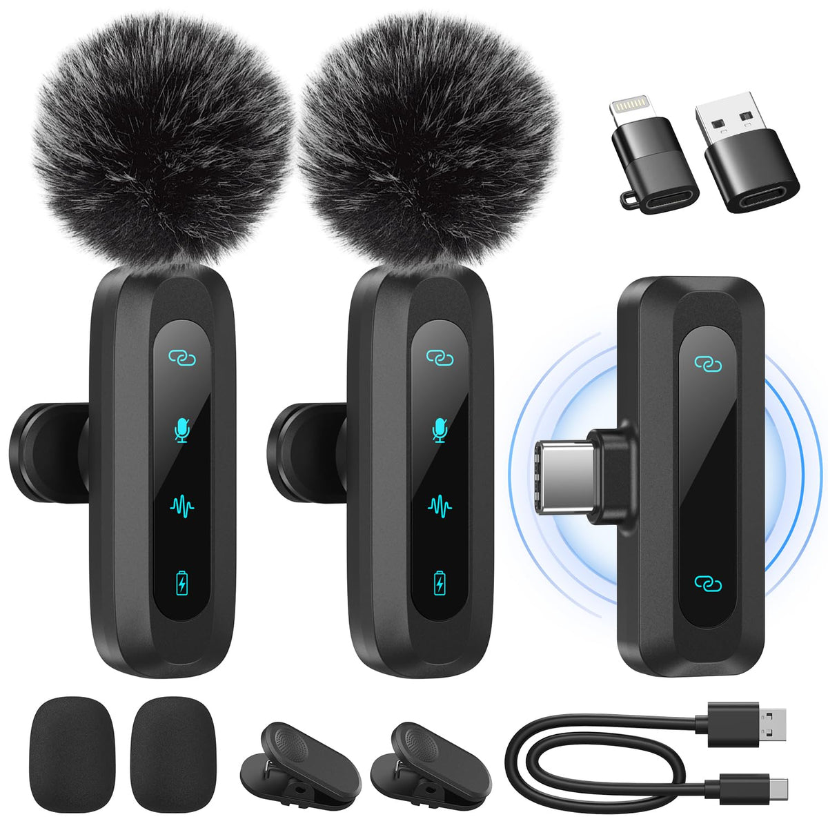 WARM BOX Wireless Lavalier Microphones, 2-Pack