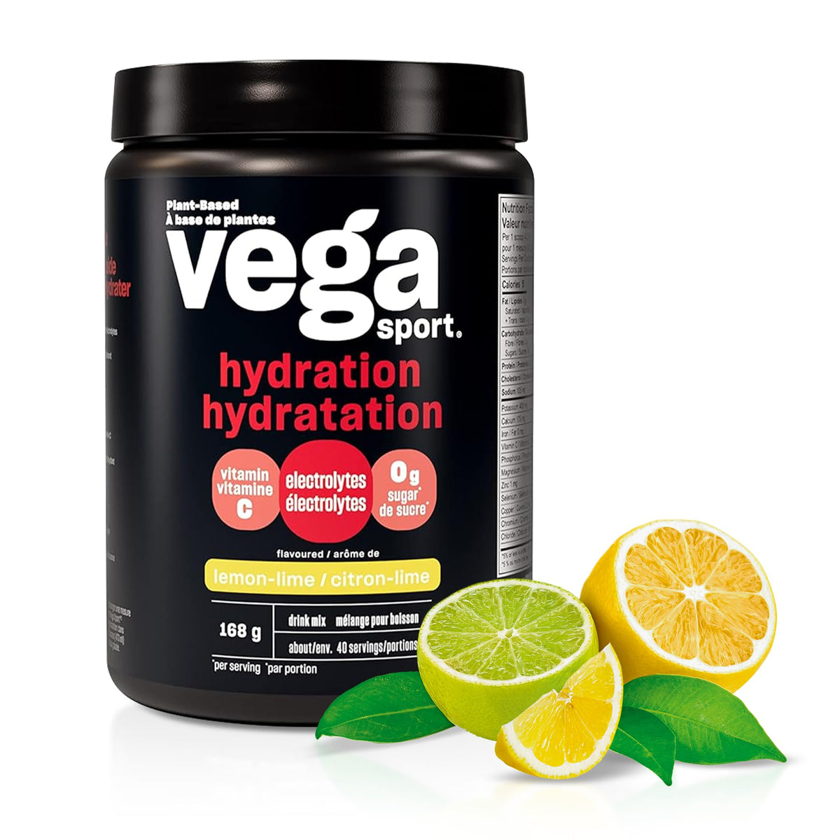 Vega Sport Hydration Electrolyte Powder, Lemon Lime, 168 g