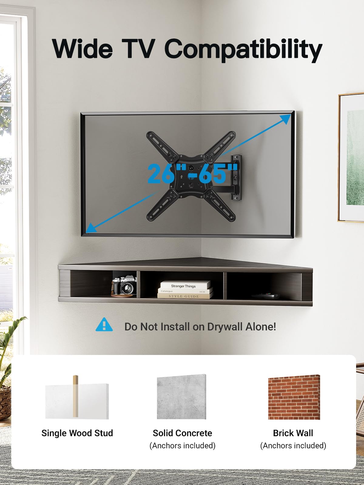 Pipishell PIMF7 Full Motion TV Wall Mount, 26-65 Inch