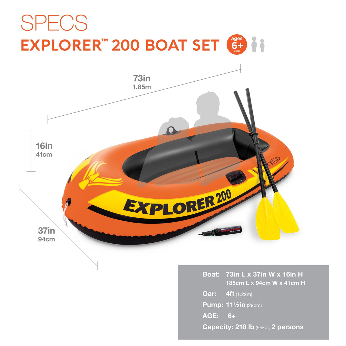 INTEX 58331EP Explorer 200 Inflatable Boat Set, 2-Person