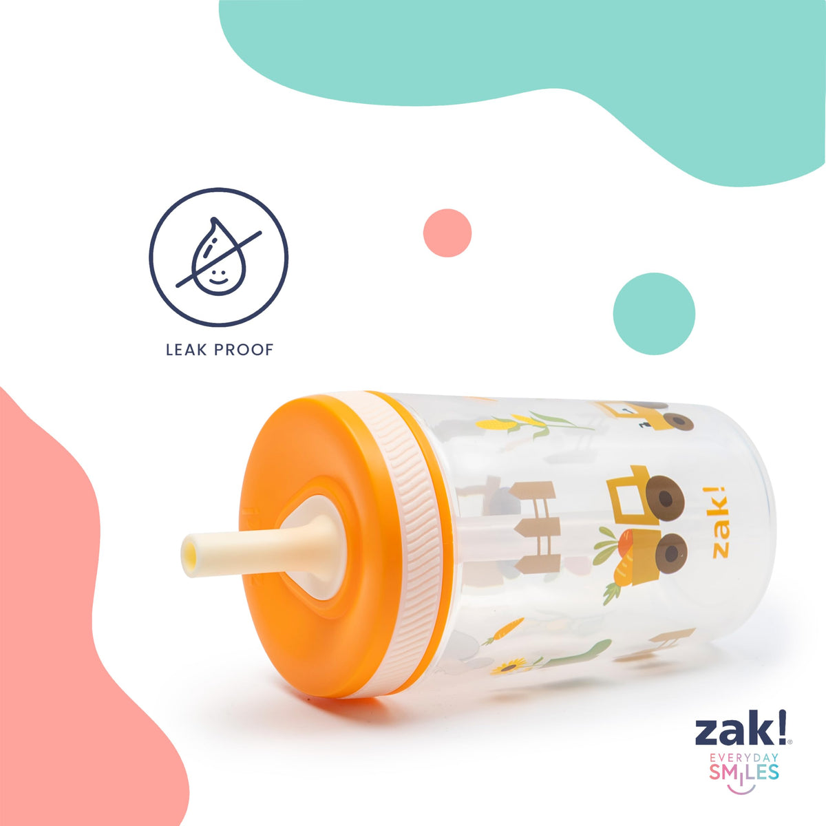 Zak Designs Underwater Kelso Toddler Straw Cups, 15oz, 2-Pack