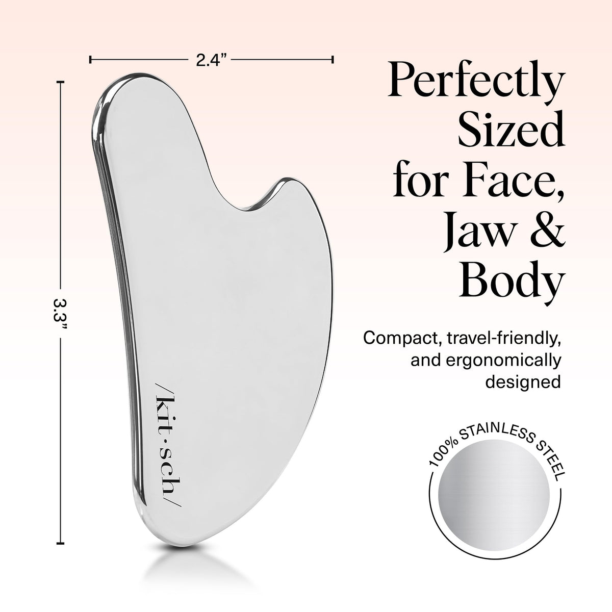 Kitsch Stainless Steel Gua Sha Facial Tool, Silver