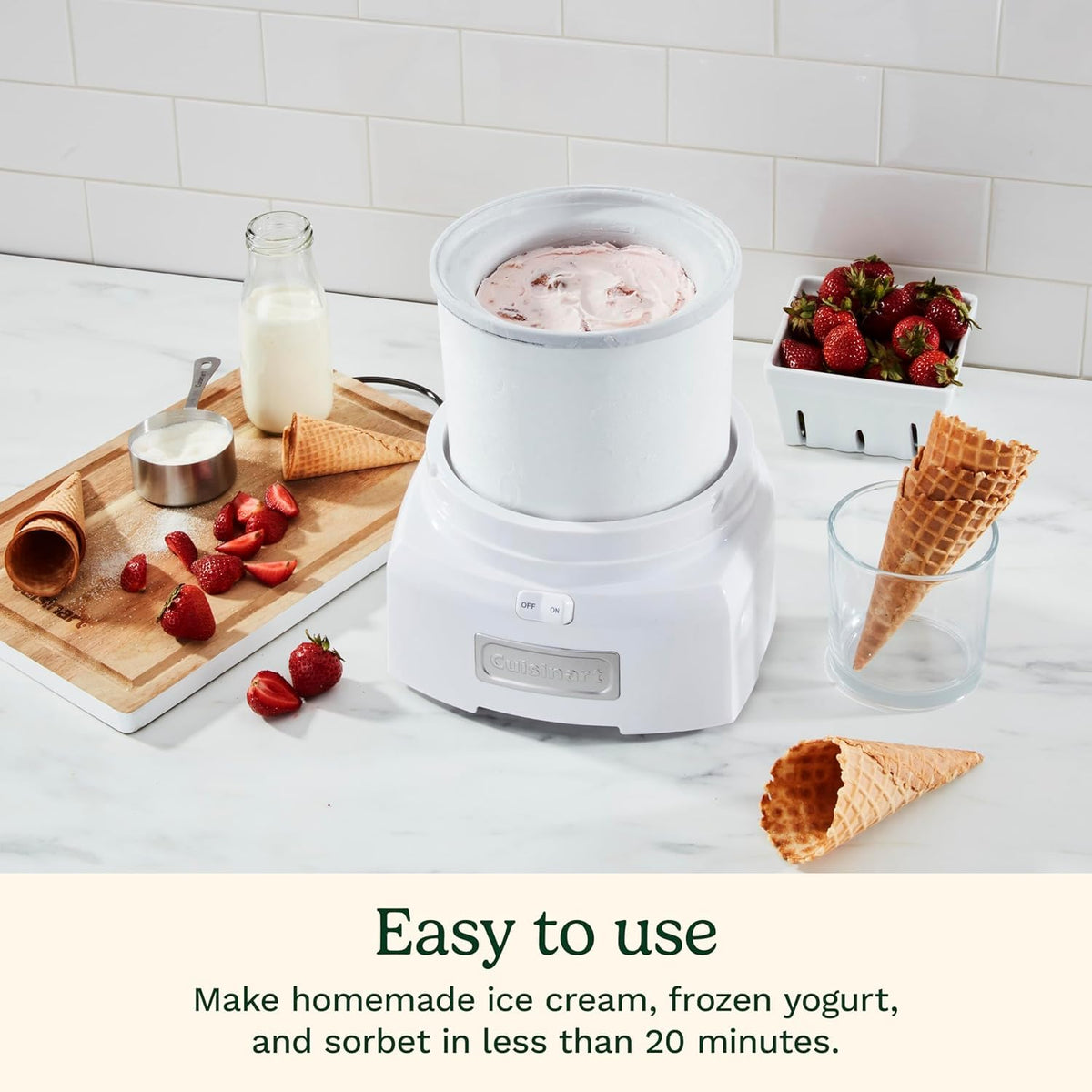 Cuisinart Ice Cream Maker, 1.5 Quart, White, ICE-21C