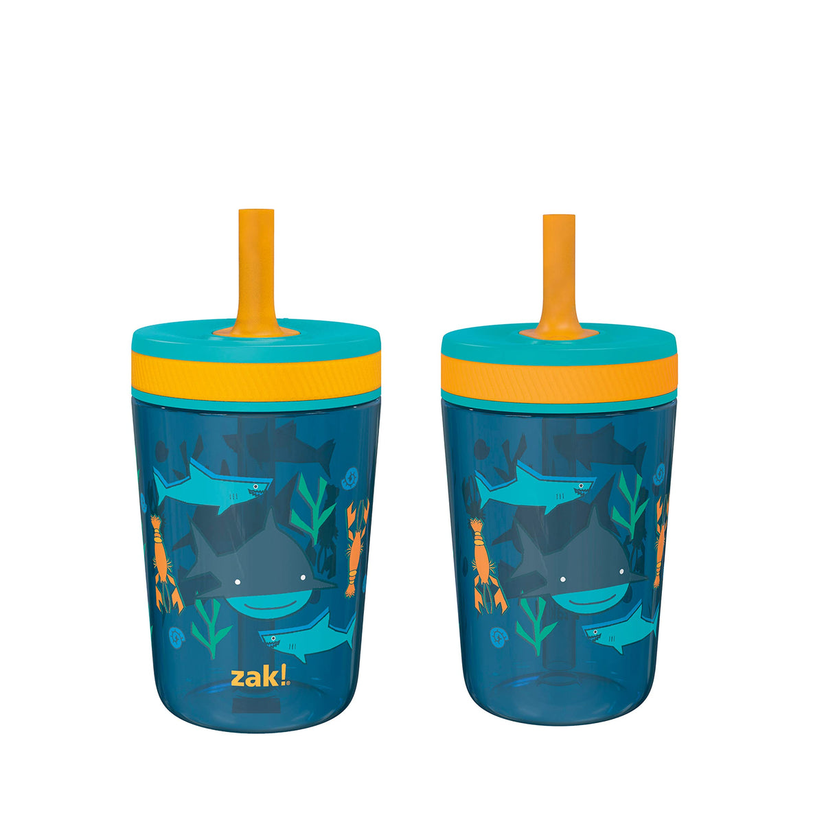 Zak Designs Underwater Kelso Toddler Straw Cups, 15oz, 2-Pack