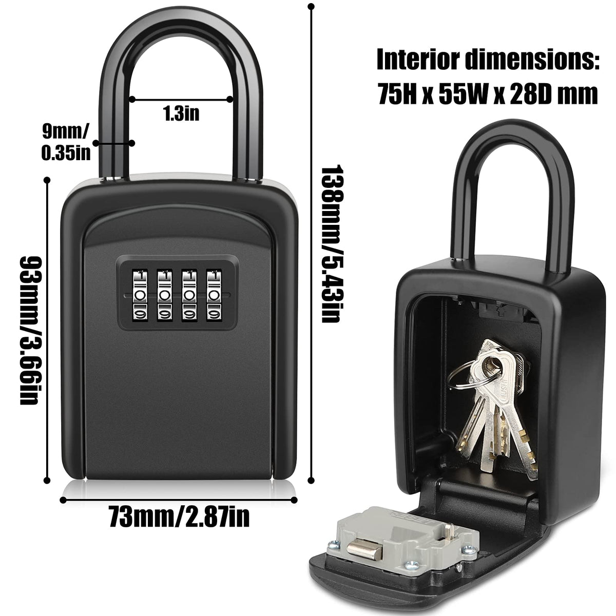 Diyife Portable Outdoor Key Lock Box with Removable Shackle