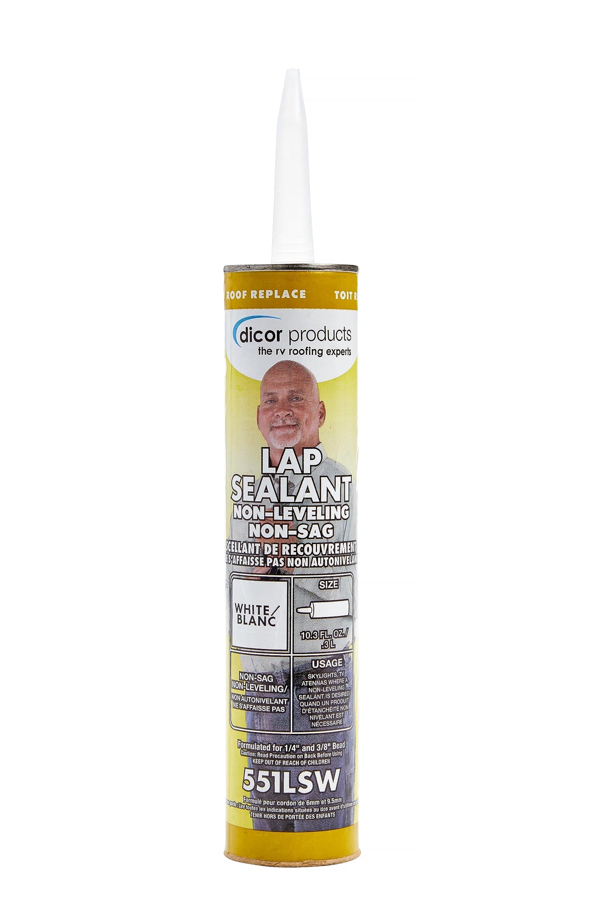 Dicor 551LSW1 White Non-Sag Roof Lap Sealant, 10.3oz Tube