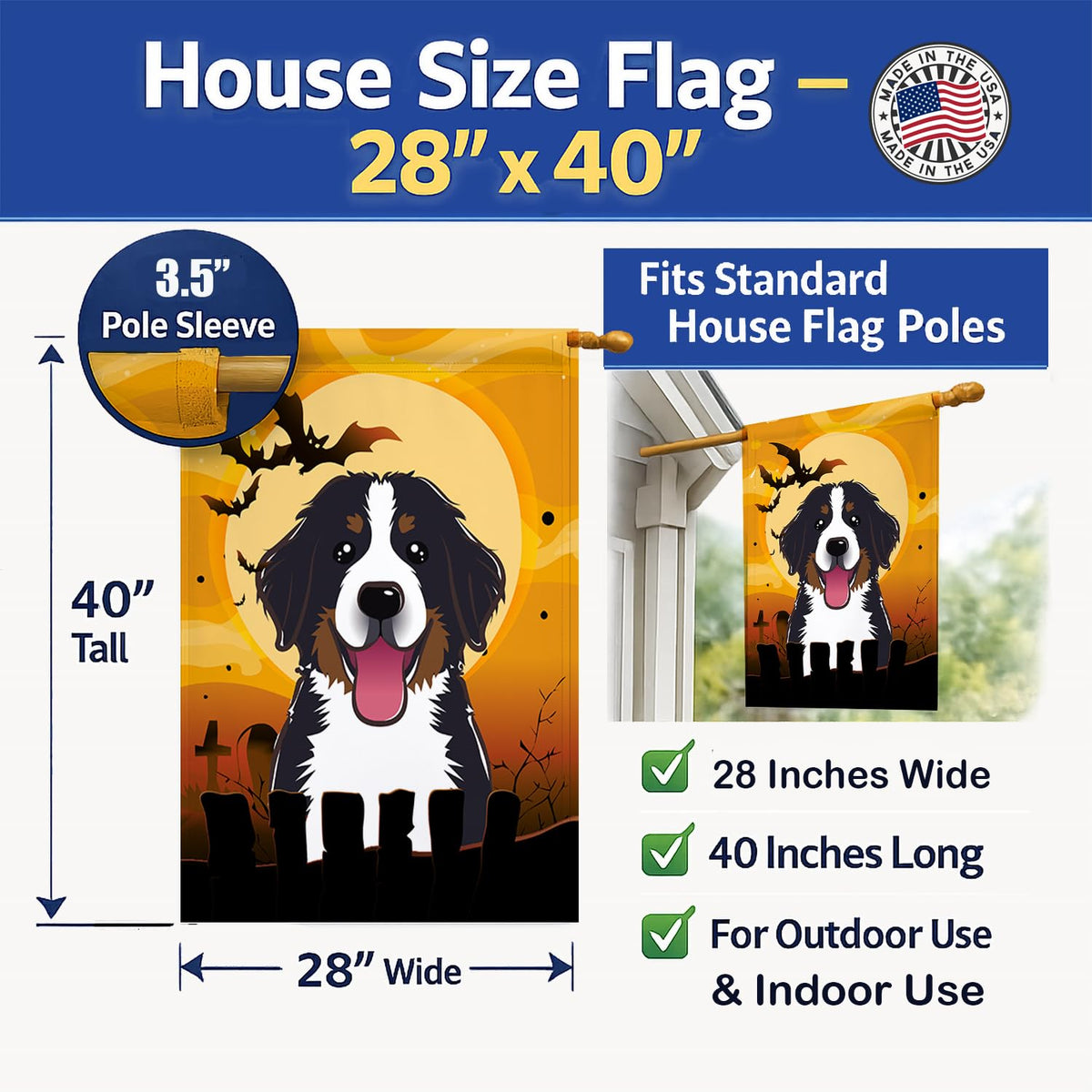 Caroline's Treasures Halloween Bernese Mountain Dog House Flag, Large