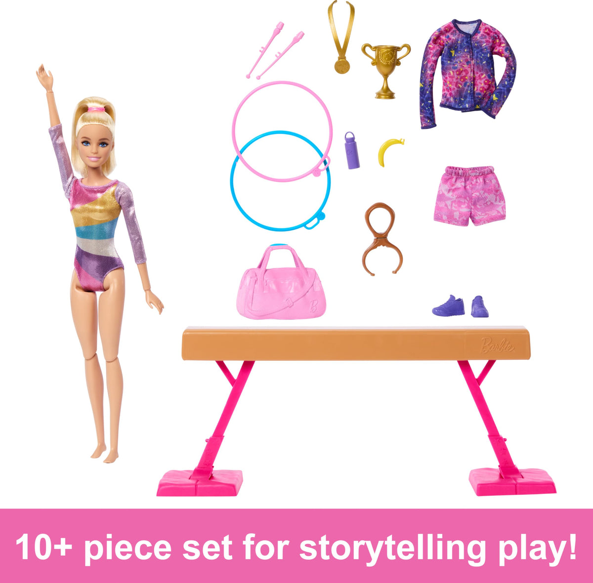Barbie Gymnastics Doll & Accessories Playset, Blonde