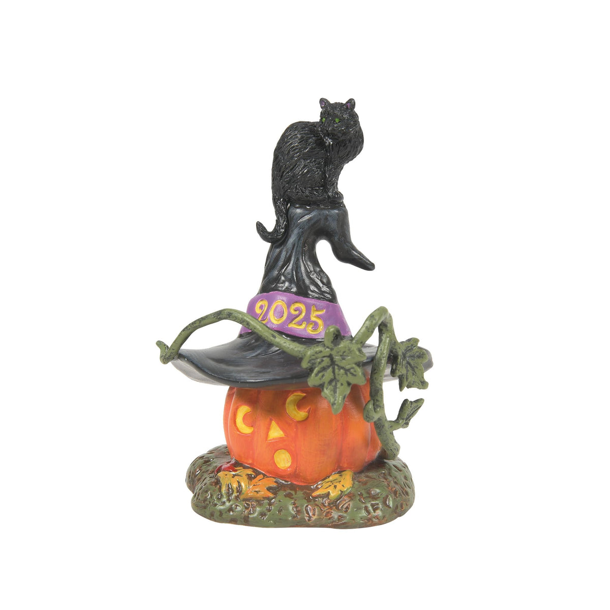 Department 56 Village Collection Accessories Halloween Feline Noir Cat on Pumpkin