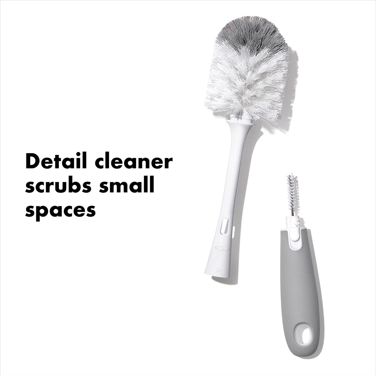 OXO Tot Bottle Brush with Nipple Cleaner & Stand, Grey, 2-Pack