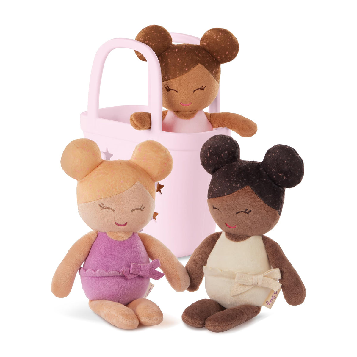 LullaBaby Bath Baby Dolls, Water Play Set with Pink Basket