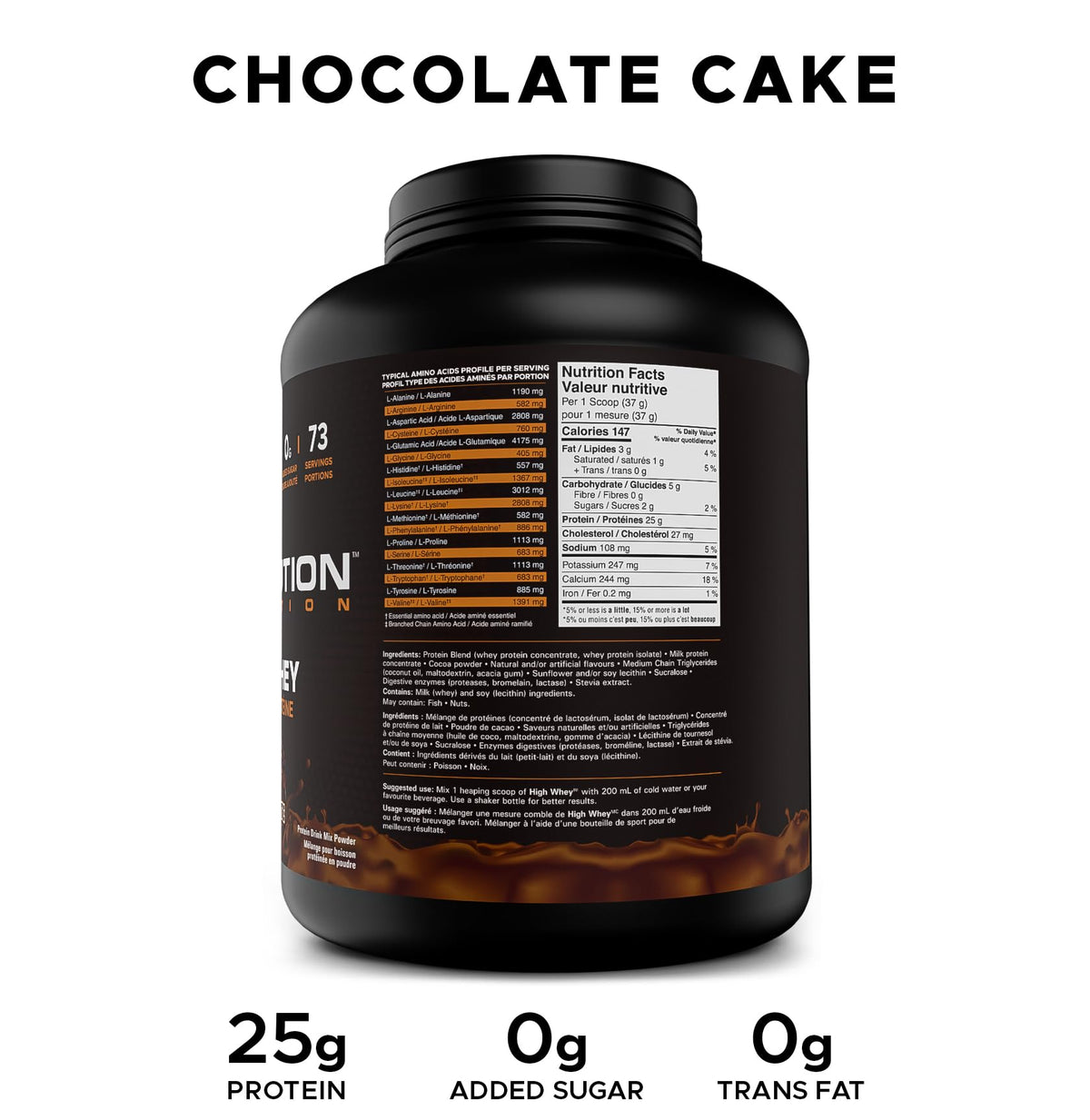 Revolution Nutrition High Whey Protein, Chocolate Cake, 2.7kg