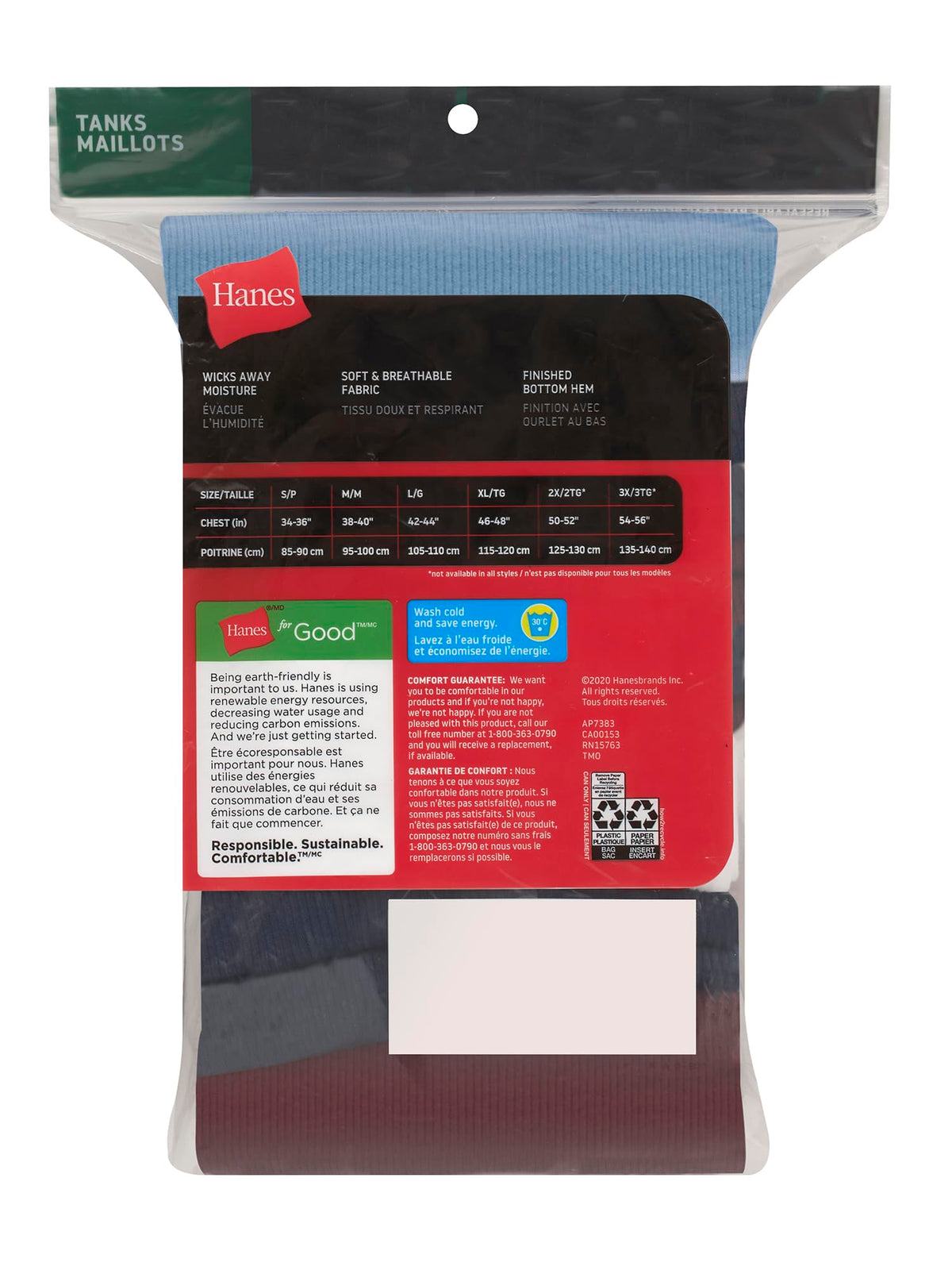 Hanes Men's Ribbed Tank Undershirt, 6-Pack, Assorted, Medium