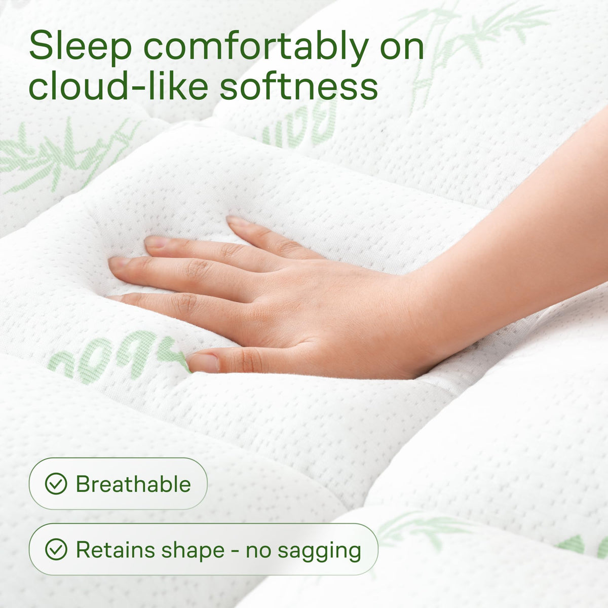 Bamboo Mattress Topper, Double/Full, Green