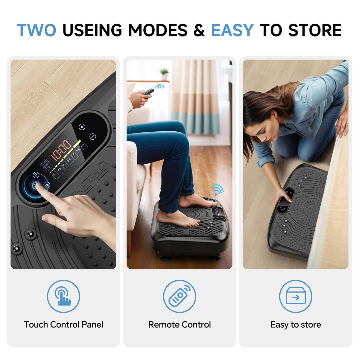 Vibration Plate Exercise Machine with Bluetooth, 450 lb, Raven Black