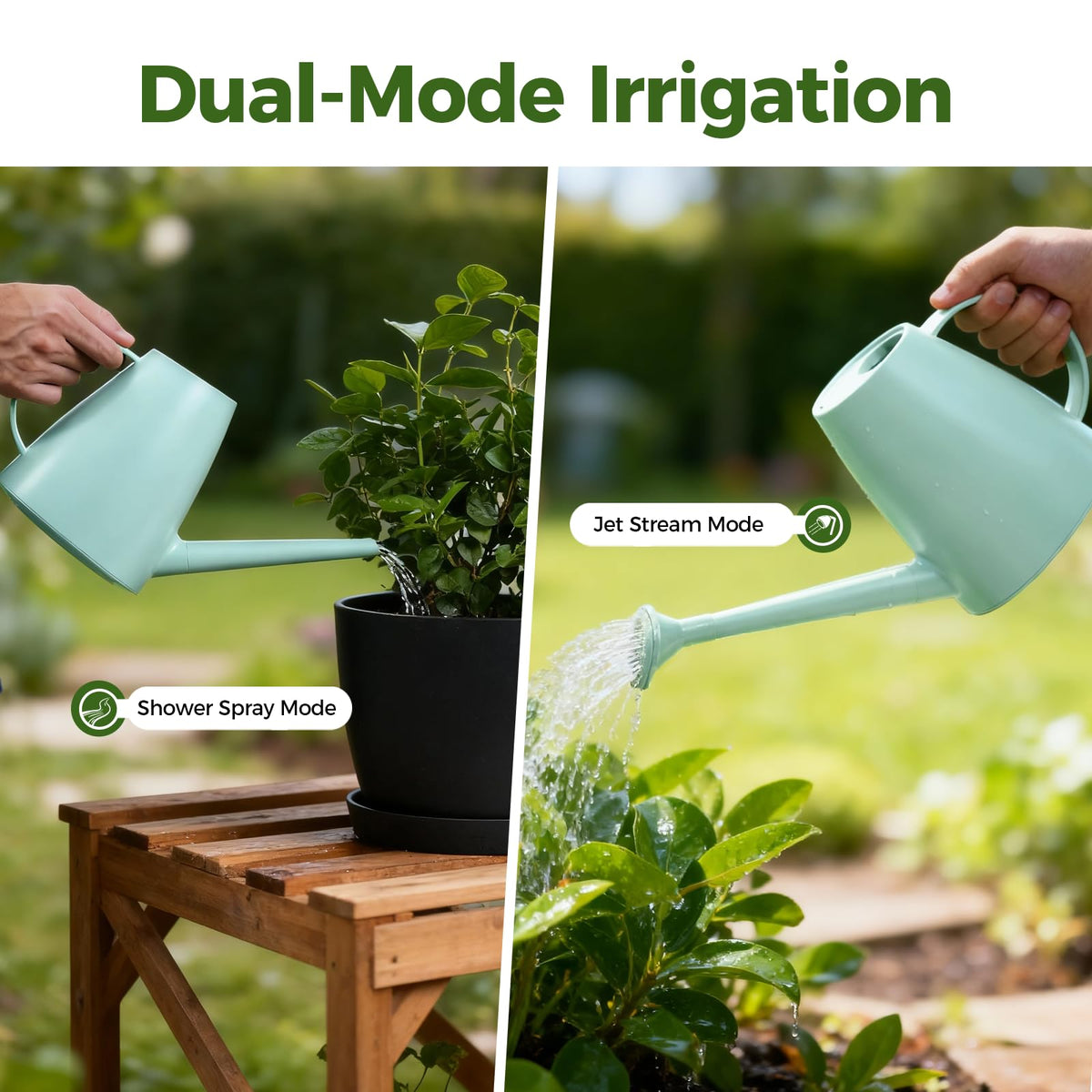 Bamworld Long Spout Watering Can, 1.8 L, Green