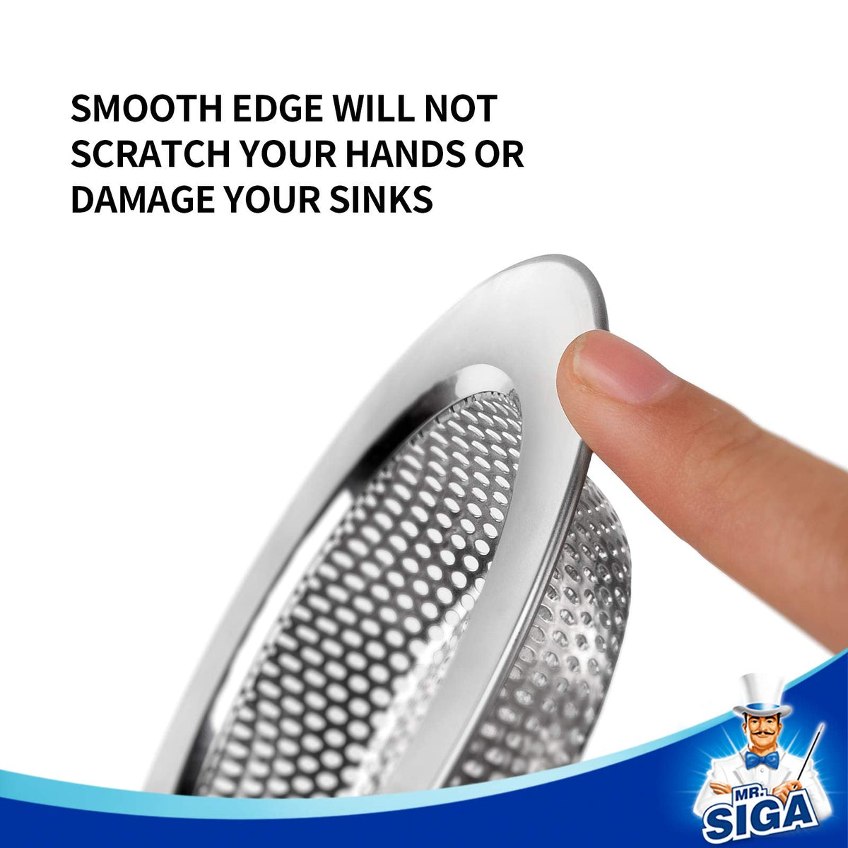 MR.SIGA Stainless Steel Kitchen Sink Strainer, 4.4" (3 Pack)
