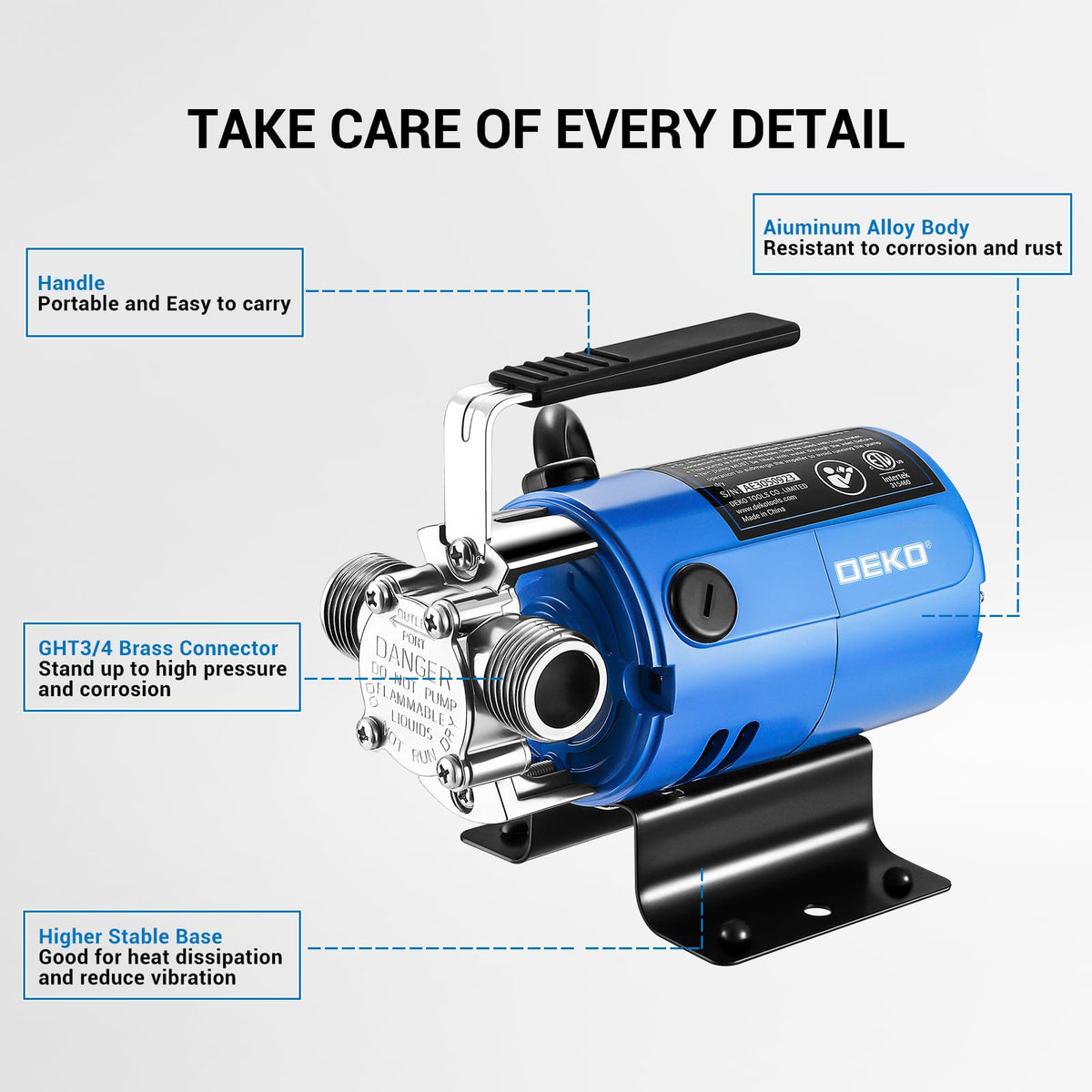 DEKOPRO Electric Water Transfer Pump, 115V