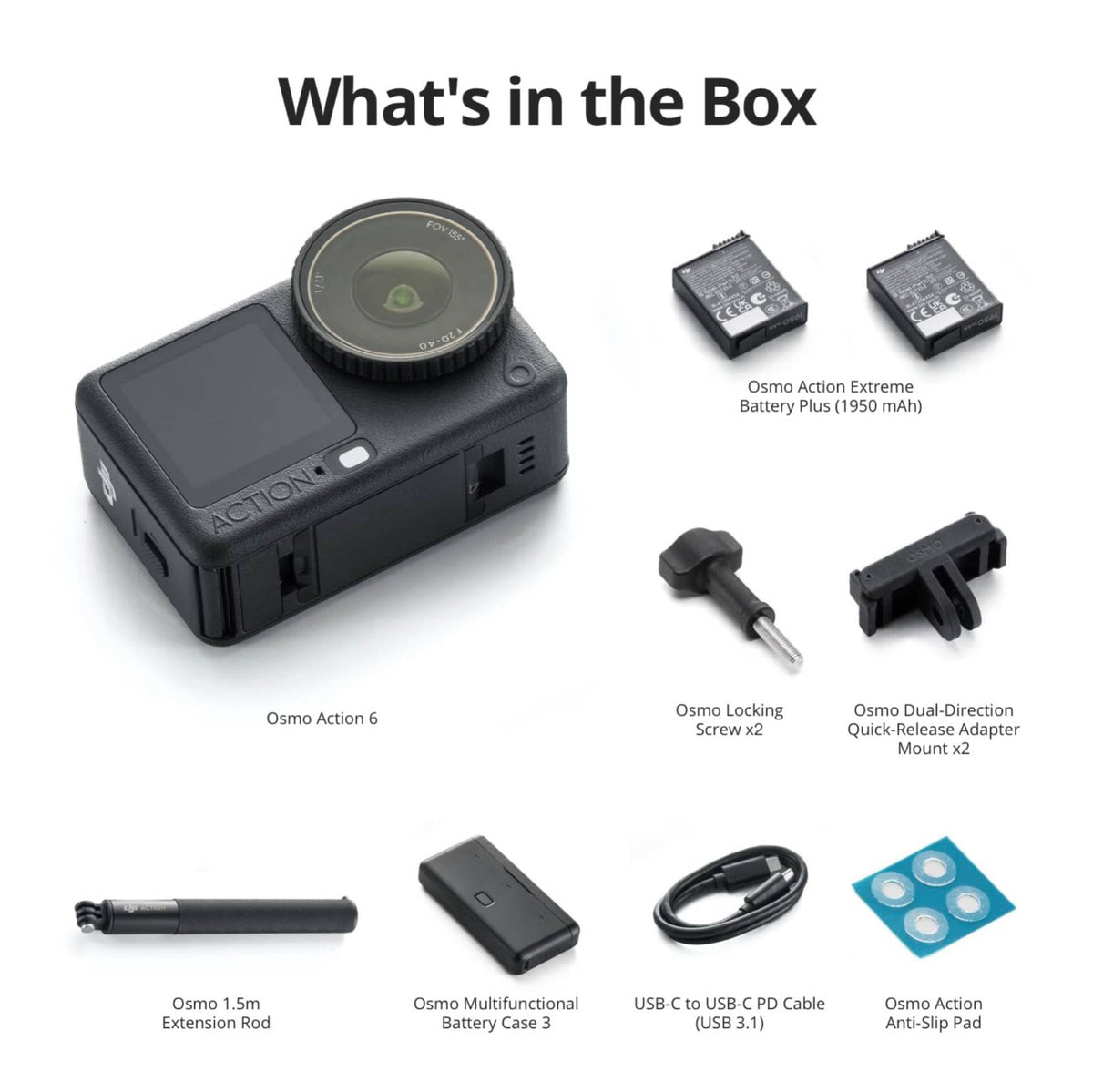 DJI Osmo Action 6 Enhanced Combo, 8K Action Camera, 2 Batteries