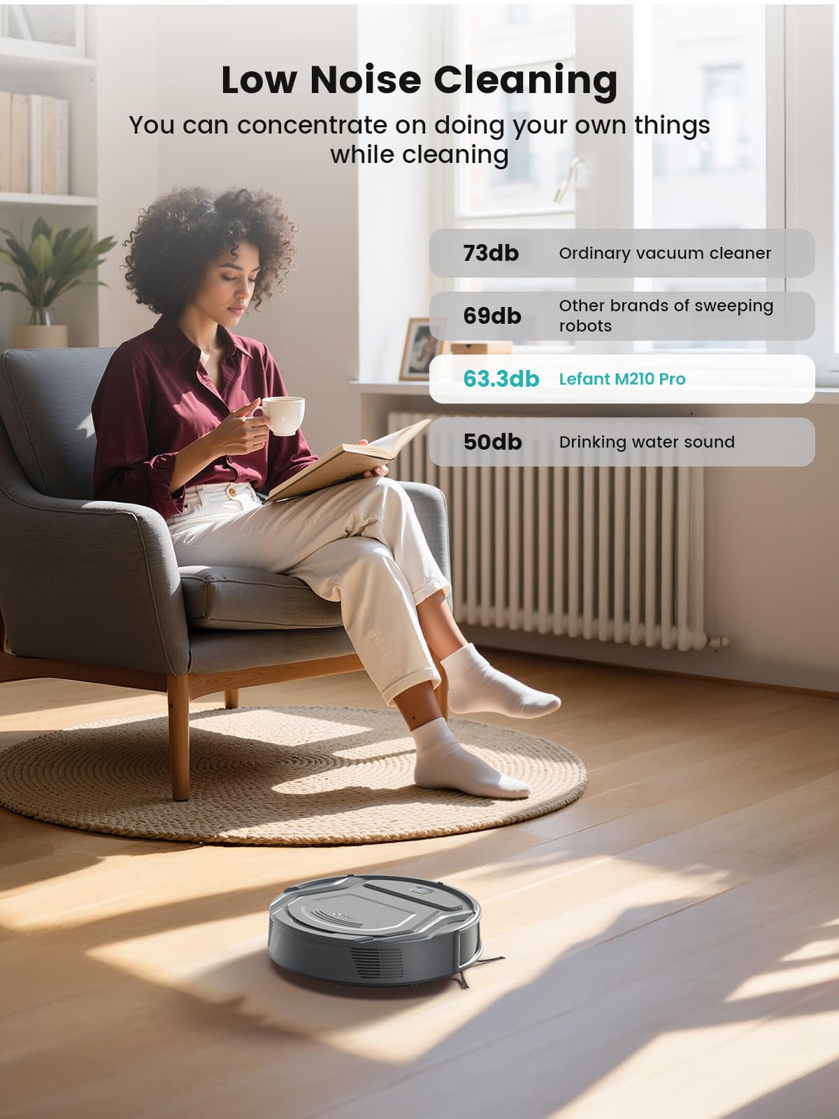 Lefant M210Pro Robot Vacuum Cleaner, 4000 Pa, 200 Min Runtime
