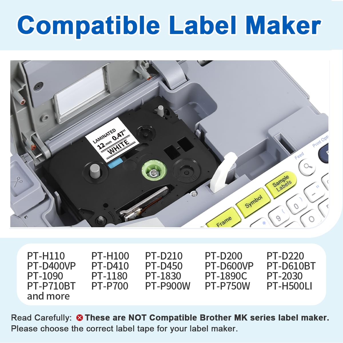 Compatible Brother TZe-231 P-Touch Label Tape, 12mm, White, 10 Pack