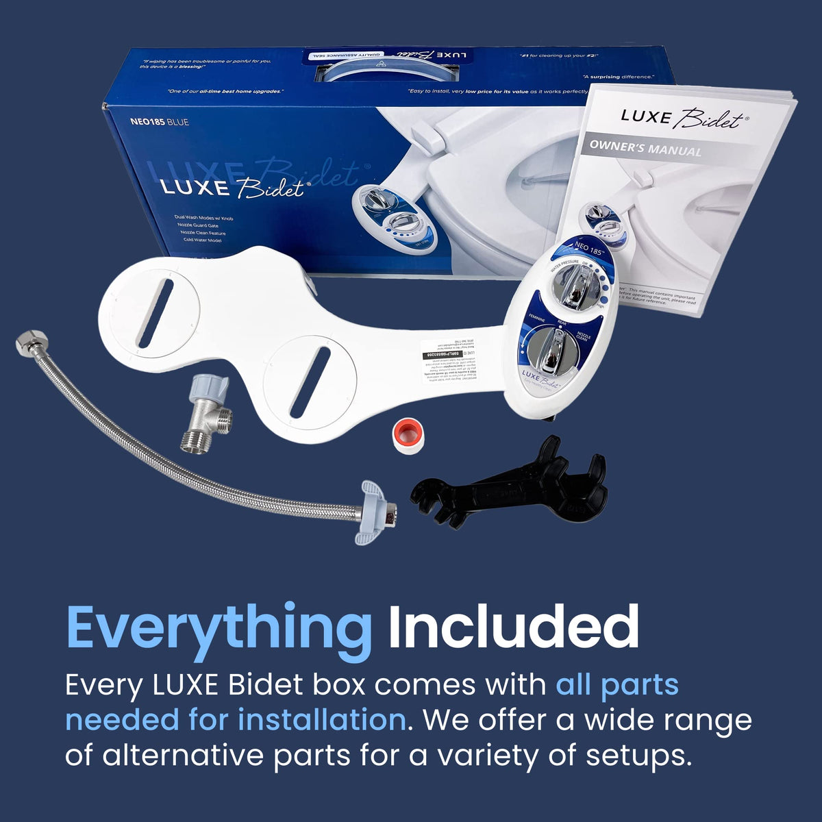 LUXE Bidet NEO 185, Rear & Feminine Wash (Blue)