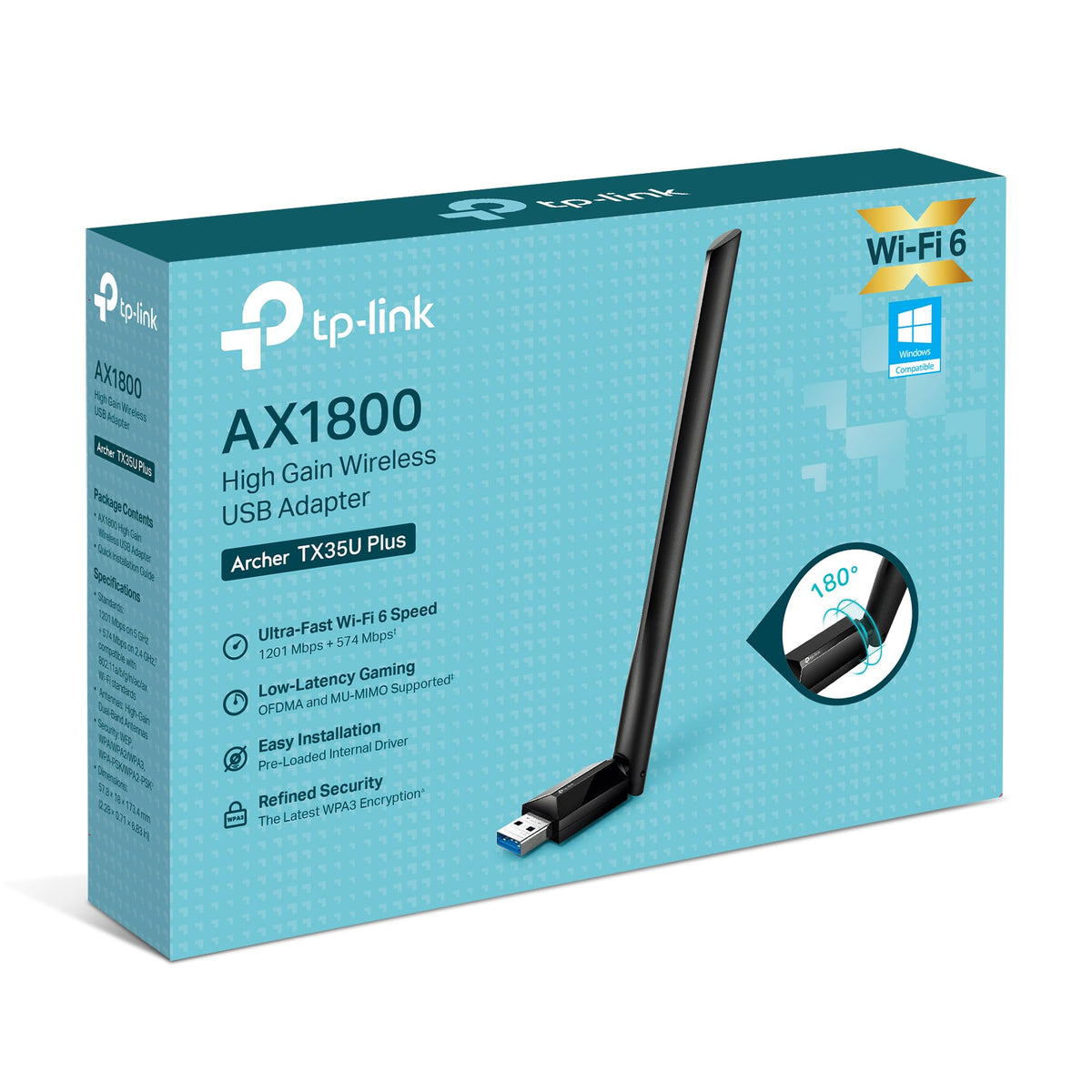 TP-Link AX1800 WiFi 6 USB Adapter, Archer TX35U Plus