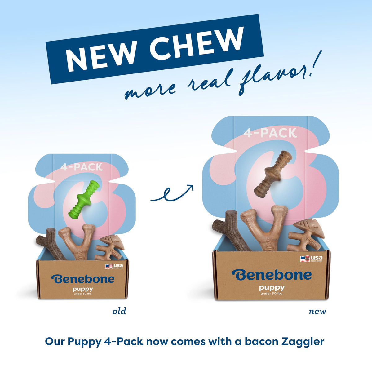 Benebone Puppy 4-Pack Dog Chew Toys, Small