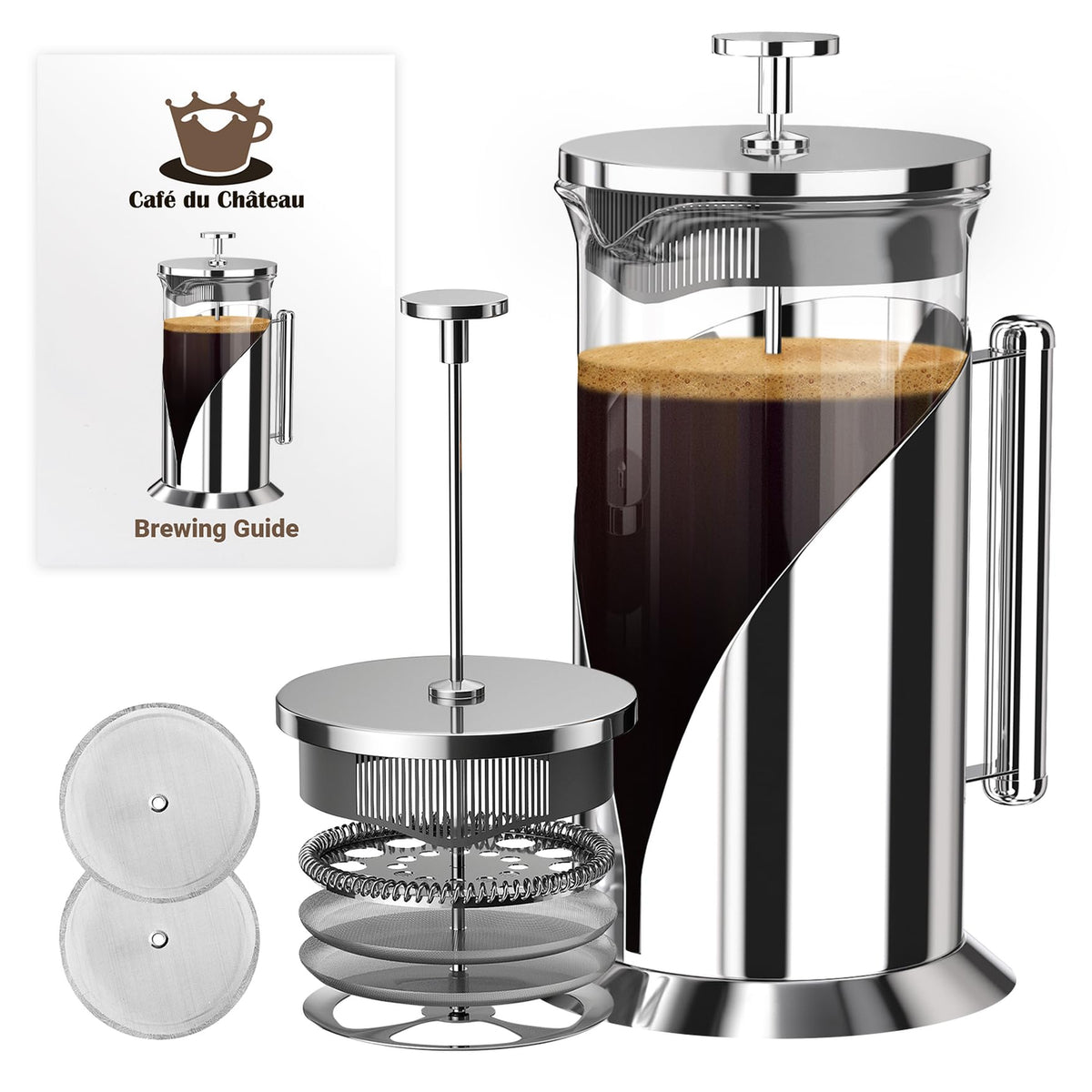 Stainless Steel French Press Coffee Maker, 34 oz