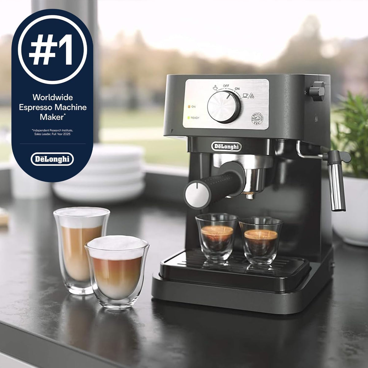 De'Longhi Stilosa Compact Manual Espresso Machine with Milk Frother
