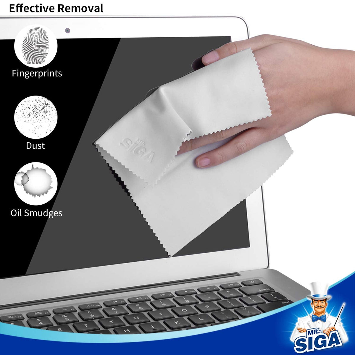 MR.SIGA Microfibre Lens & Screen Cleaning Cloths, 6 x 7 in, 12-Pack