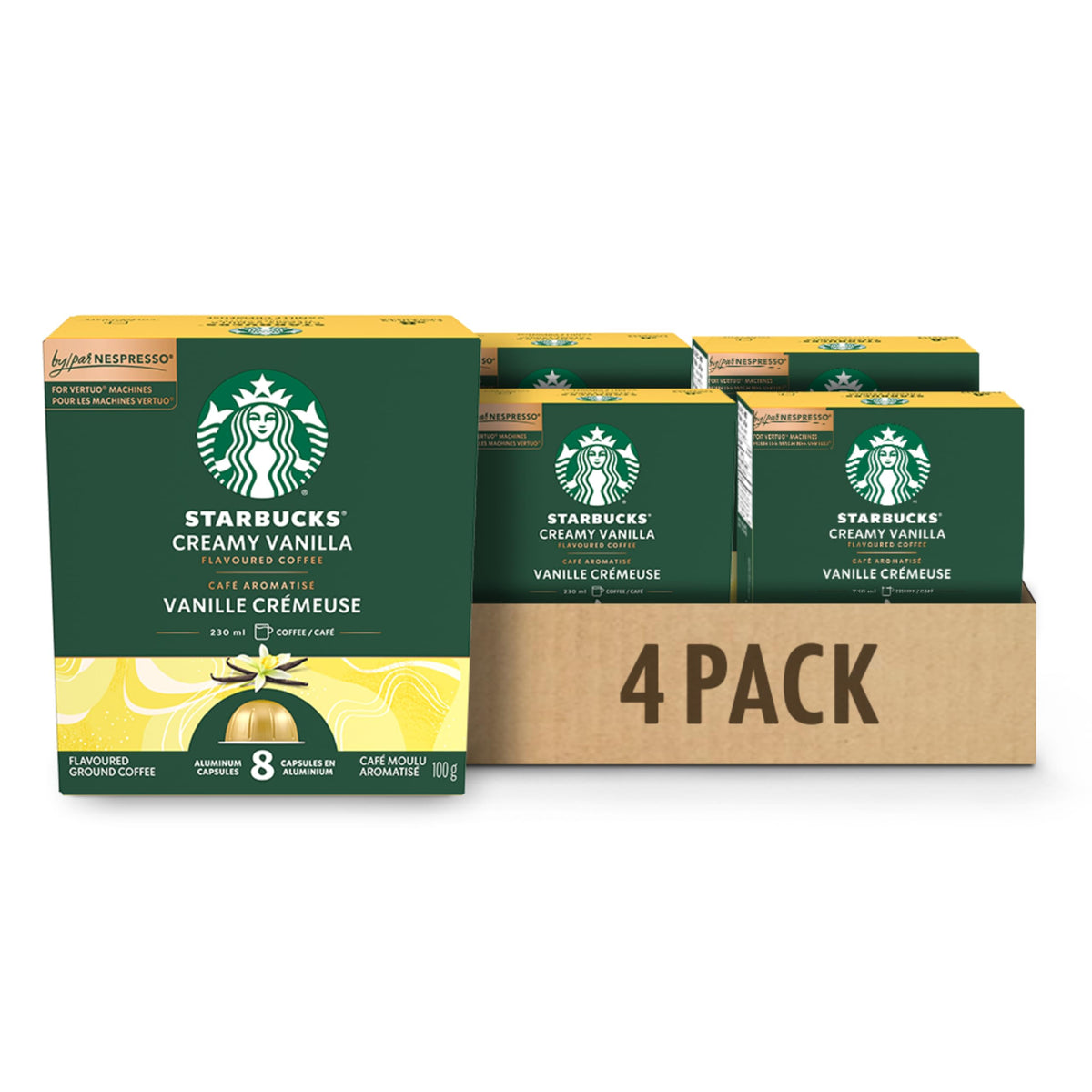 Starbucks Creamy Vanilla Coffee for Nespresso Vertuo, 4 Boxes, 400 g