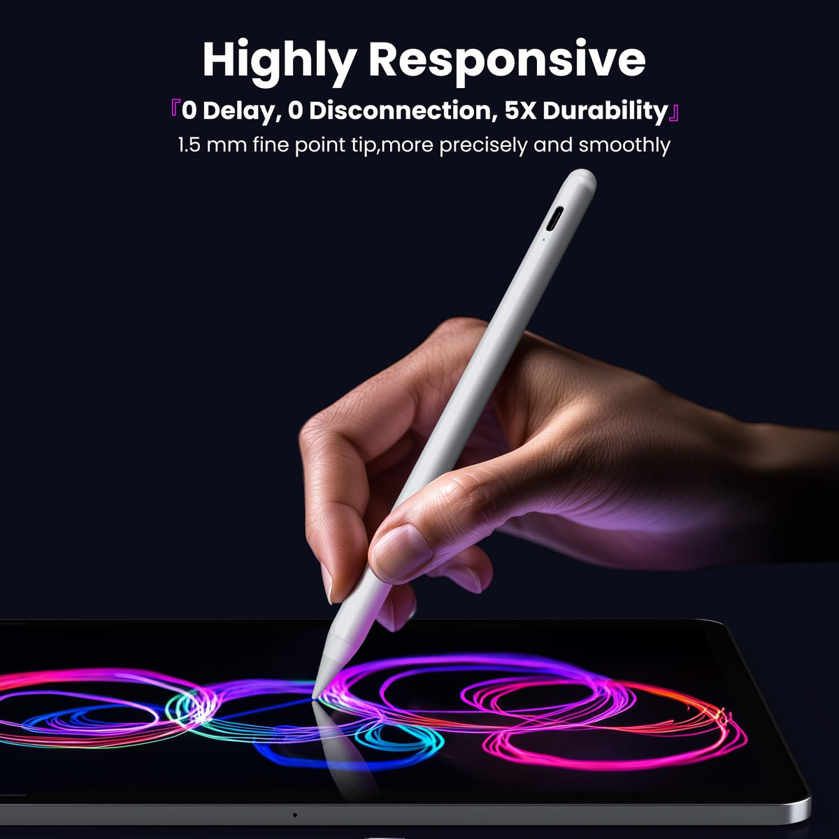 JAMJAKE Fast Charging Stylus Pen for iPad, White