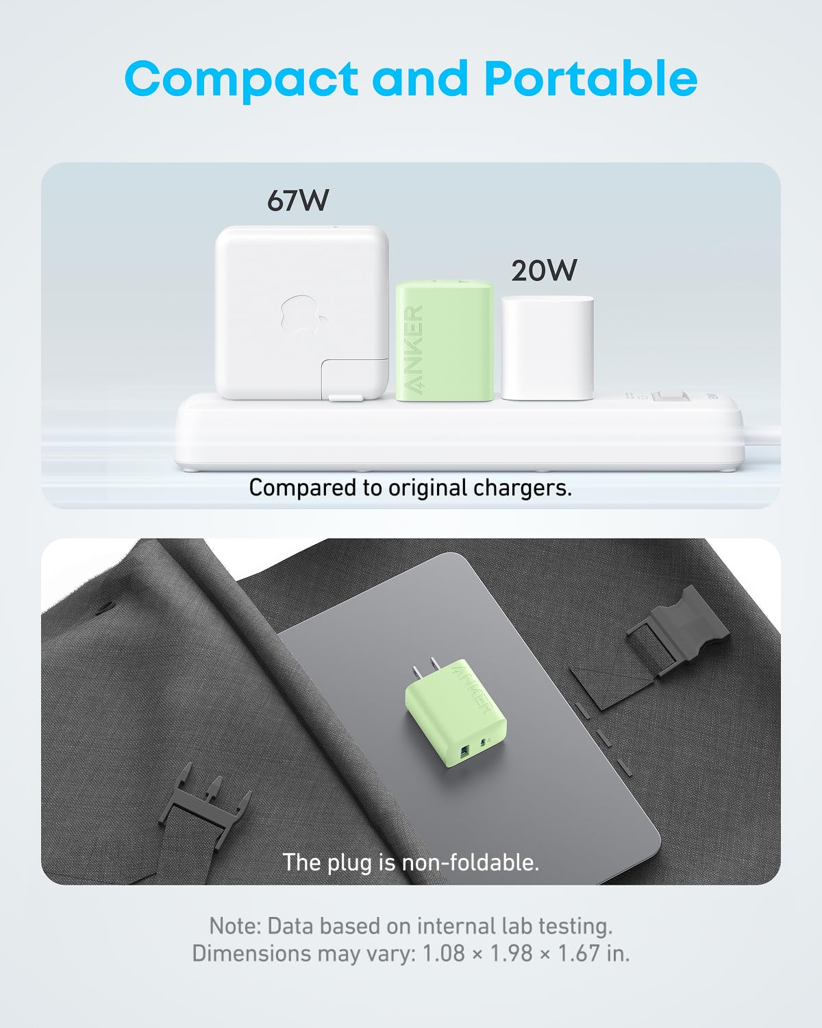 Anker 20W Fast USB C Charger for iPhone, Green, 2 Pack with 2 Cables