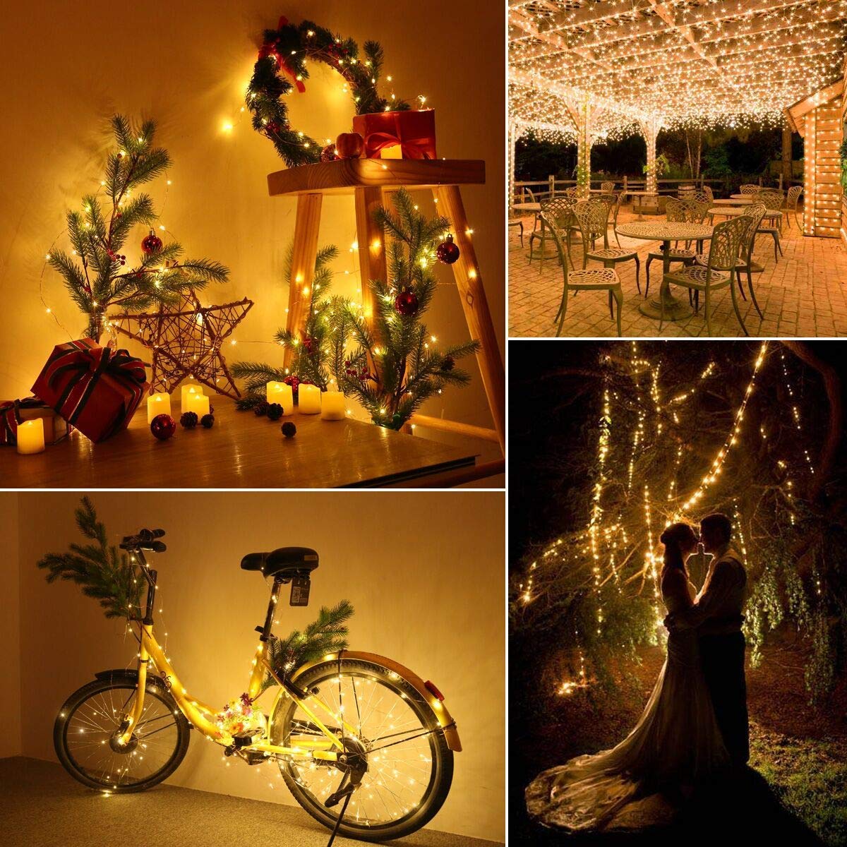 Lomotech Solar Fairy String Lights, 66 ft Total, Warm White (2 Pack)