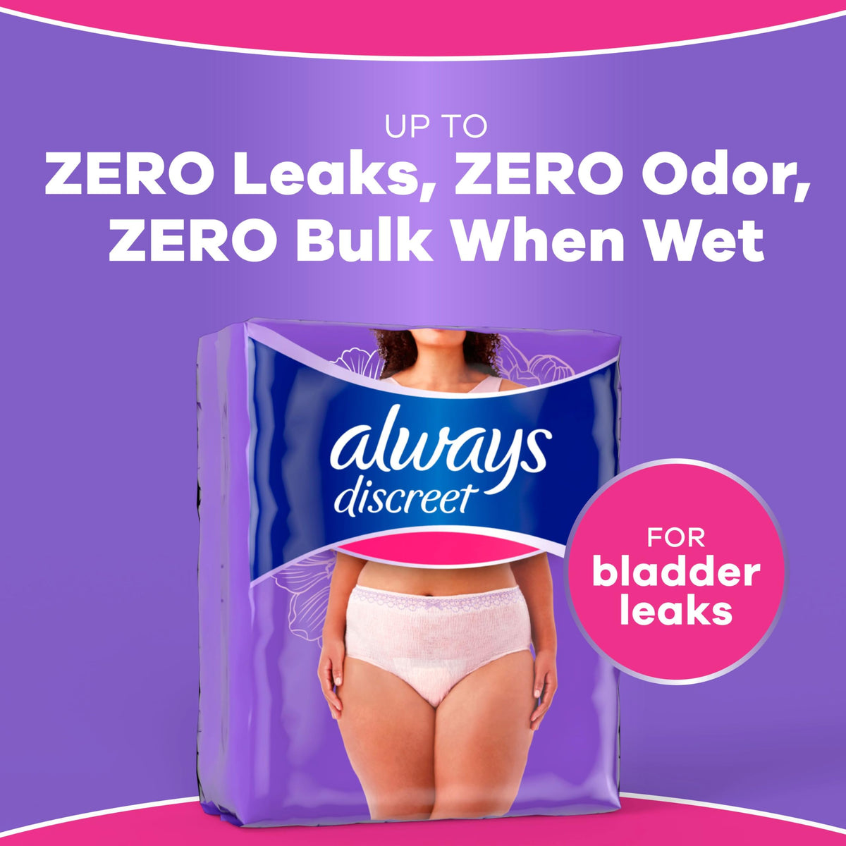 Always Discreet Maximum Incontinence Underwear, Women's S/M, 84 Count