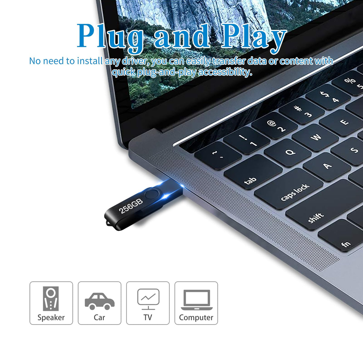 256 GB USB 2.0 Flash Drive with Keychain