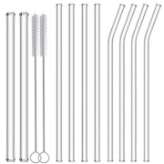 Nafender Reusable Glass Straws, 10 Pack, with 2 Cleaning Brushes