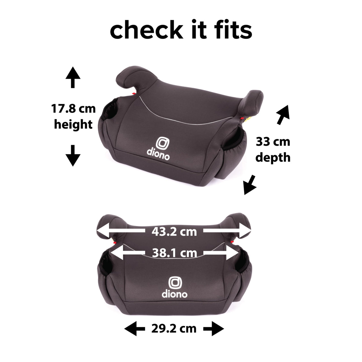 Diono Solana 2022 Backless Booster Car Seat, Pack of 2, Black Charcoal
