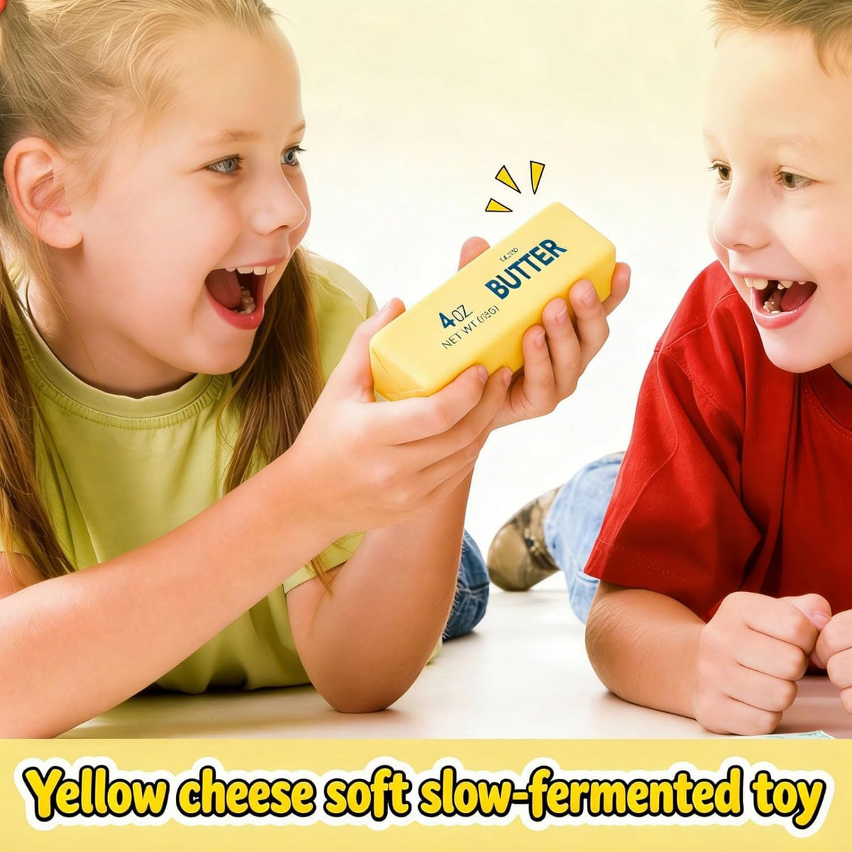 Butter Stress Balls, Slow Rebound, Yellow, 2 Pcs