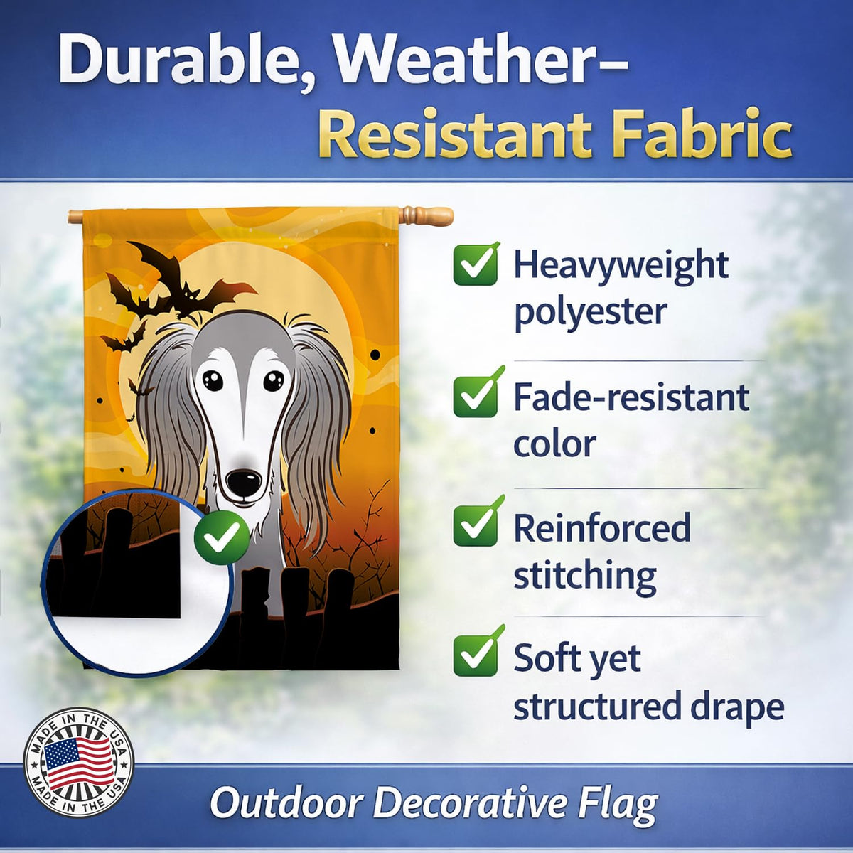 Caroline's Treasures Halloween Saluki House Flag, Large