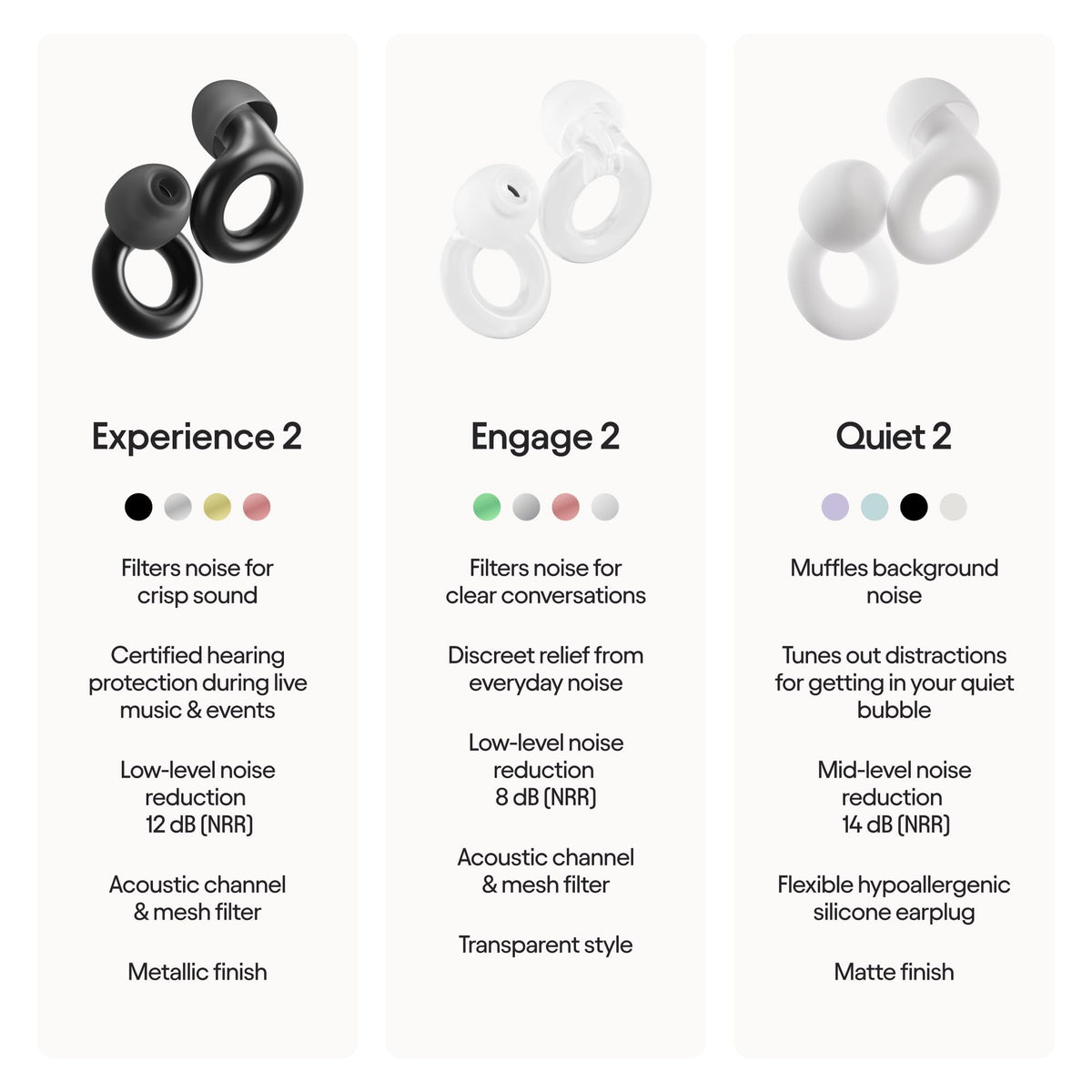 Loop Experience 2 High-Fidelity Ear Plugs, 17 dB