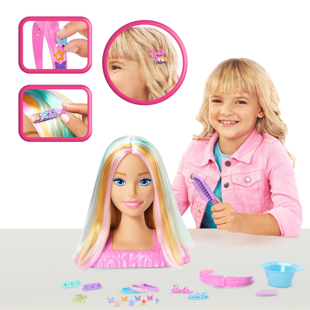 Barbie Doll Styling Head, Blonde, 20+ Hair Styling Accessories