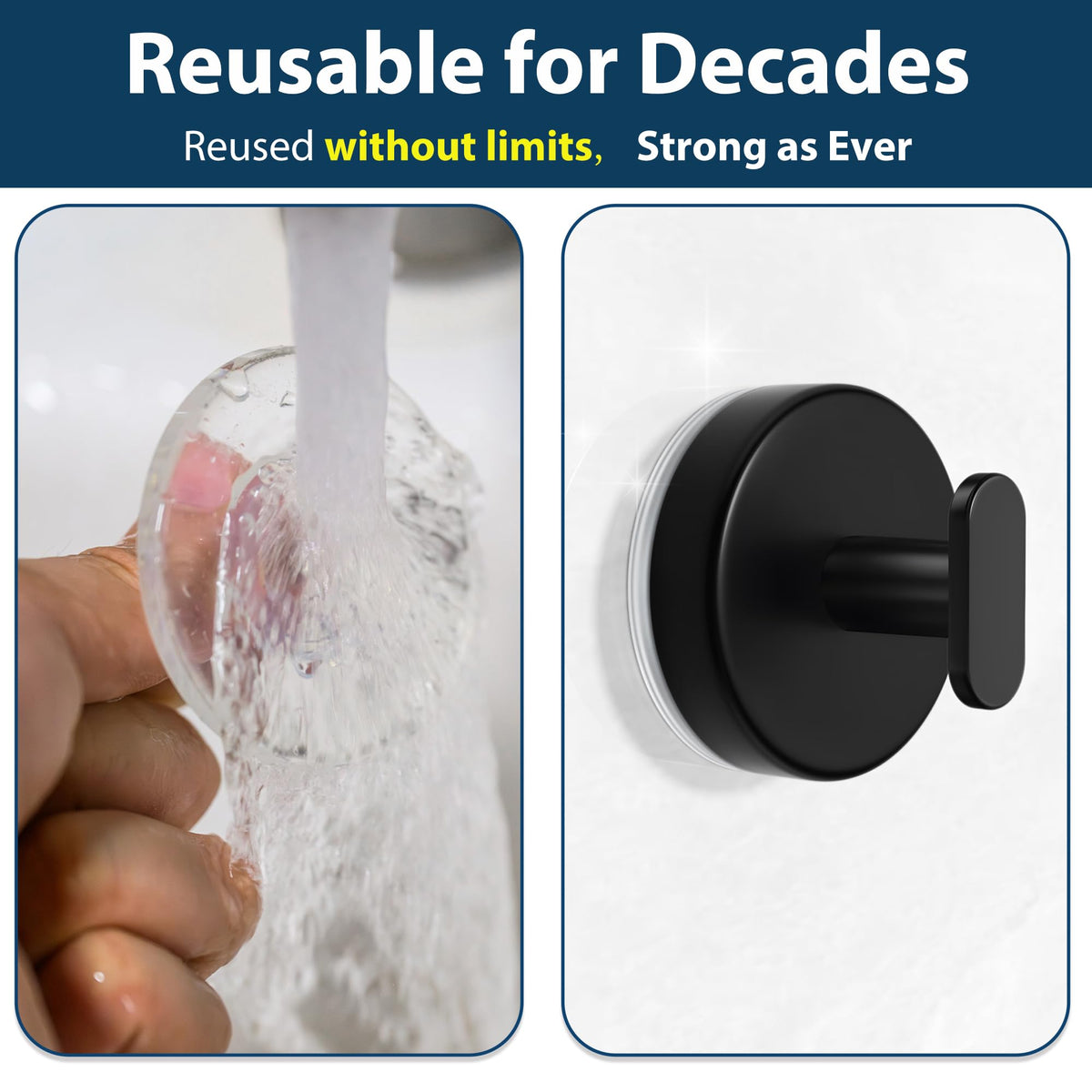 Suction Cup Shower Hooks, Matte Black (4 Pack)