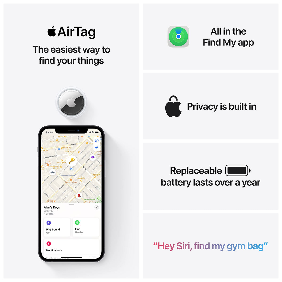 Apple AirTag, 4 Pack, 1st Generation