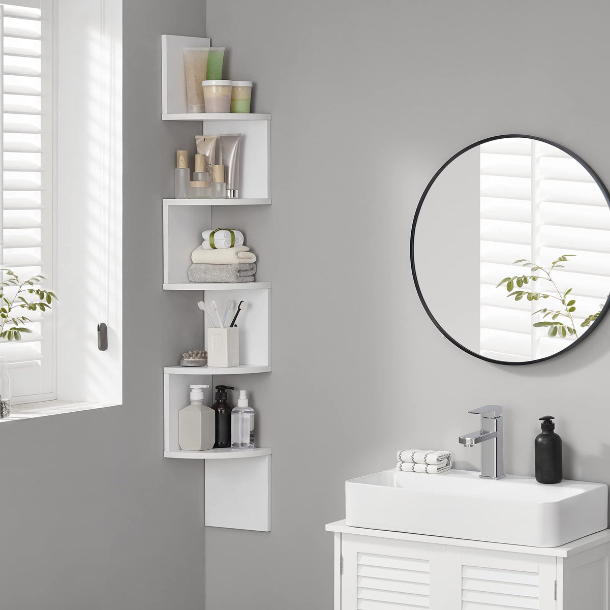Vasagle Custos 5-Tier Floating Corner Shelf, Cloud White, ULBC72WT
